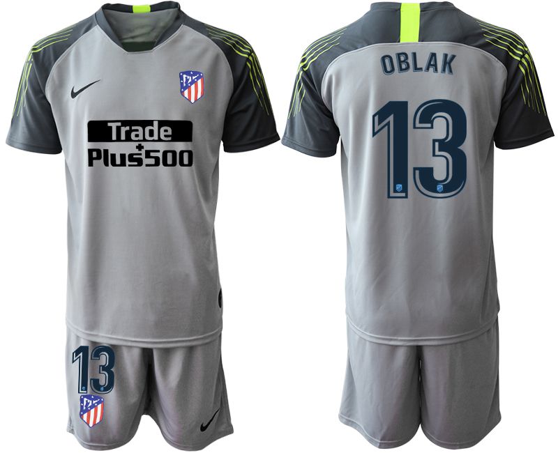 Men 2020-2021 club Atletico Madrid gray goalkeeper #13 Soccer Jerseys
